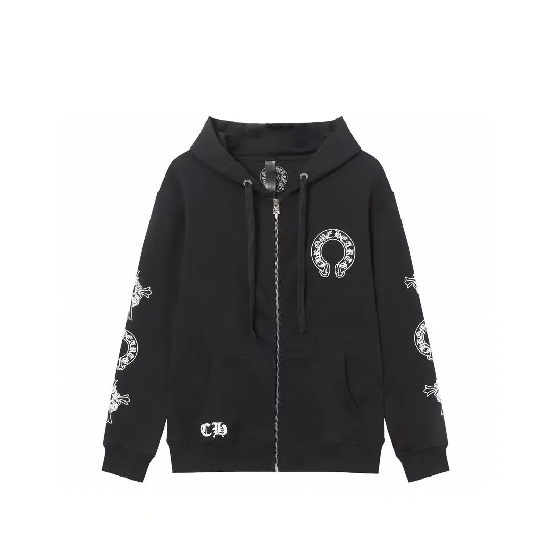 Q18—P230 -Chrome Hearts/Chrome Hearts printed zipper sweatshirt cardigan jacket -420 grams of high-density, high-quality wool, soft, delicate and skin-friendly, soft and silky to the touch, warm and skin-friendly -The hardware zipper accessories are all customized and full of details -Colour: black -Size: S M L XL